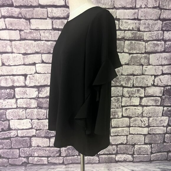 Alfani NWT Black 3/4 Ruffle Sleeve Blouse Size M - Picture 4 of 8